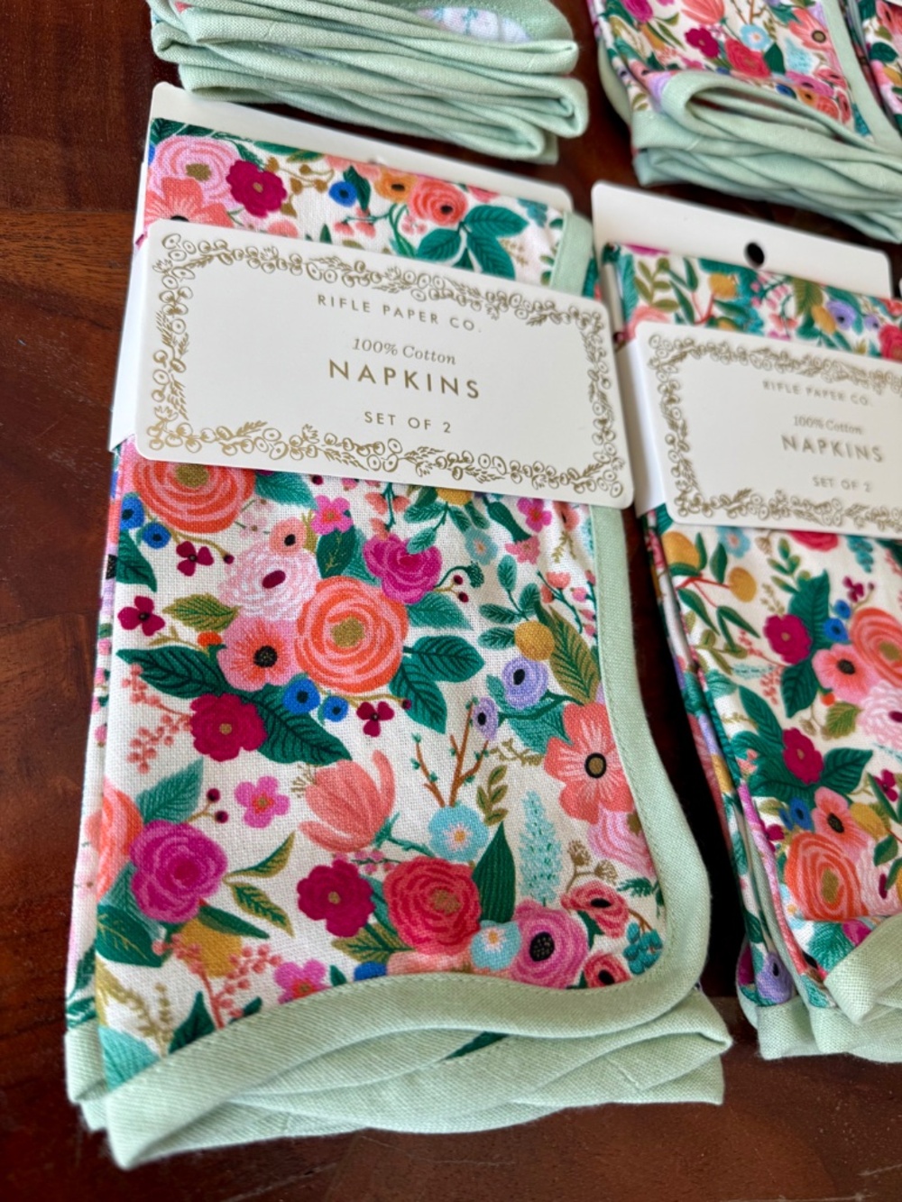 Rifle Paper Co. 100% Cotton Napkins - NEW - multiple sets of two for sale